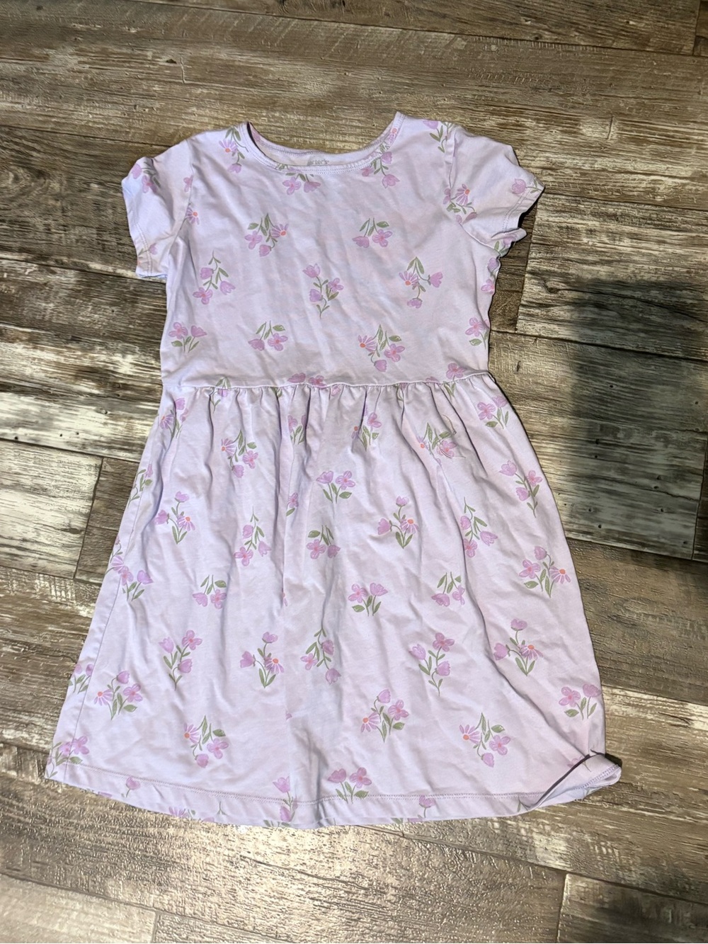 Carter's Light Purple Floral Short-Sleeve Dress Size 12